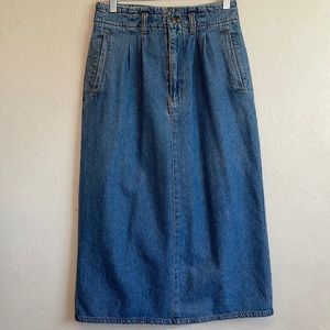 High Waisted Long Denim Skirt
